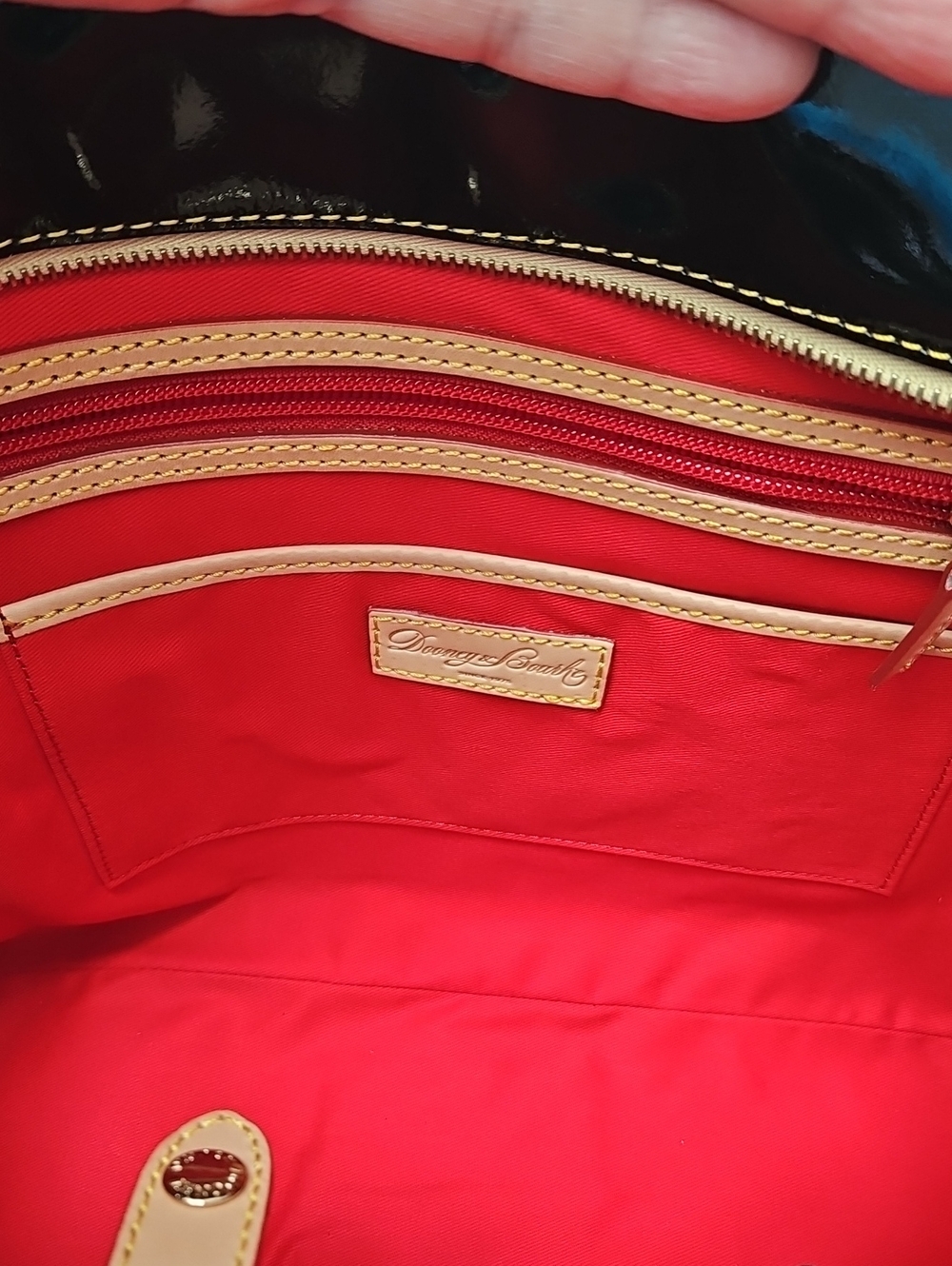 Dooney & Bourke Black & (Off) White Patent Leather Lexington Shopper - Picture 11 of 16